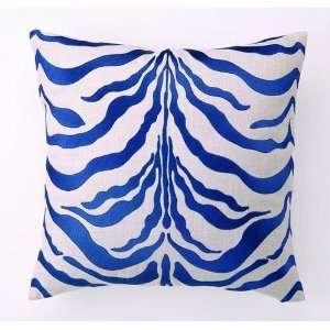  Navy Zebra Embroidered Pillow: Home & Kitchen