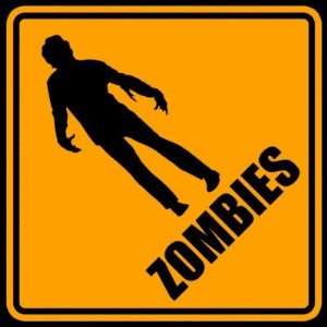  Zombies Warning Sign Refrigerator Magnets: Home & Kitchen