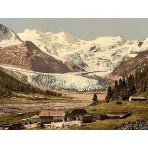 Vintage Travel Poster   Upper Engadine Roseg Glacier and Hotel Grisons 