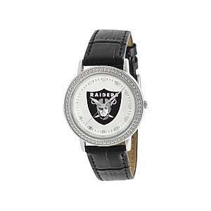  Gametime Oakland Raiders Womens Black Leather Watch 