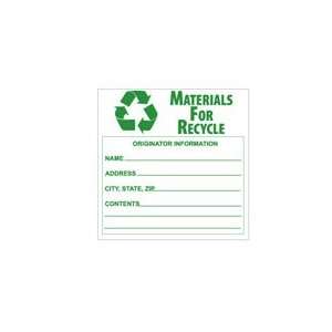 HW34AL  Labels, Material For Recycle, 6 X 6, Pressure Sensitive 