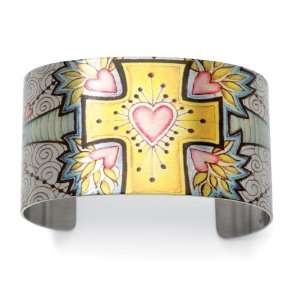  PalmBeach Jewelry Stainless Steel Cross and Heart Tattoo 