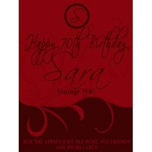 70th Birthday Gift Wine Label   Young Cares Everything 