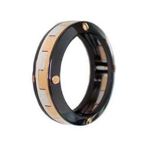   Baraka 18k White & Rose Gold Black Ceramic Ring NEW Baraka Jewelry