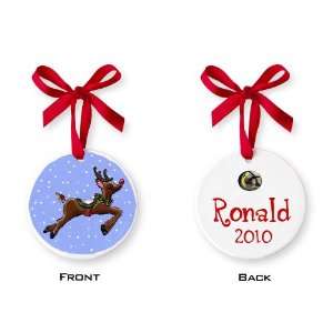  Hand Painted Little Rudolph Small Circle Ornament: Baby