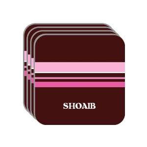 Personal Name Gift   SHOAIB Set of 4 Mini Mousepad Coasters (pink 