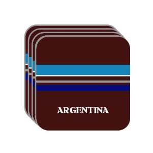 Personal Name Gift   ARGENTINA Set of 4 Mini Mousepad Coasters (blue 