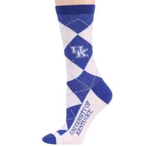  Kentucky Wildcats Ladies White Royal Blue Argyle Socks 