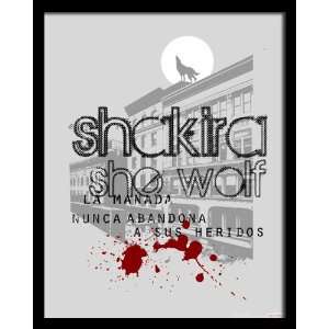  Shakira, She Wolf Illustration, 16 x 20 Framed Poster 