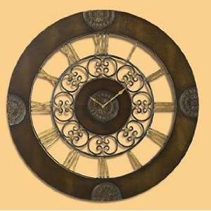  Wood and Iron Round Wall Clock LP43068: Home & Kitchen