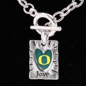  NCAA Oregon Ducks Team Color Love Necklace: Sports 