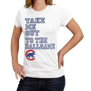   Majestic Chicago Cubs Ladies White Fake Out T shirt: Sports & Outdoors
