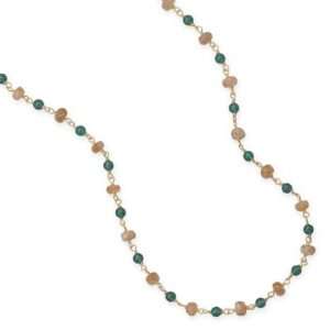  18 Inch 14 Karat Gold Plated Multibead Necklace: Jewelry