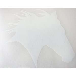 Small White Glitter Horse Head Silhouette Car, Truck Window Vinyl 