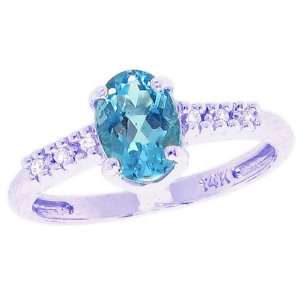   Gemstone and Diamond North South Promise Ring Swiss Blue Topaz, size5