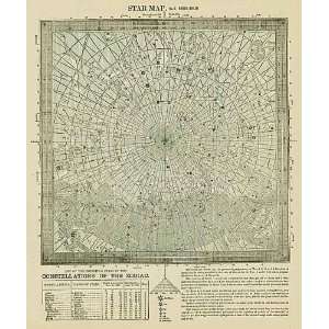  Cram 1892 Antique Star Chart of the North Polar Sky