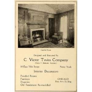 1919 Ad C Victor Twiss Company Panelled Room Design   Original Print 