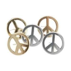  Eyelet Outlet Brads Peace Sign (gold & Silver) QBRD 287; 3 