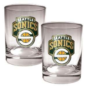  Seattle Sonics NBA 2pc Rocks Glass Set   Primary Logo 