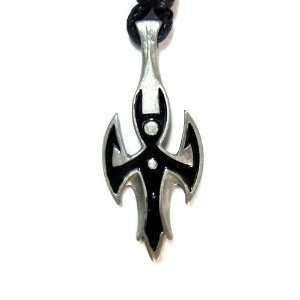 Hellcat for Mischievous Exuberance Pewter Pendant on Corded Necklace 