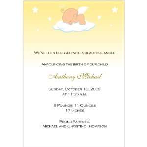  Cloud Nine Neutral Birth Announcements   Set of 20 Baby