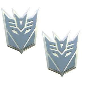 Transformers 2 X Decepticons Aluminum LARGE Emblems (Pair) Gray / Grey 
