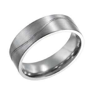  Flat Titanium Wave Band   Size 12 Jewelry