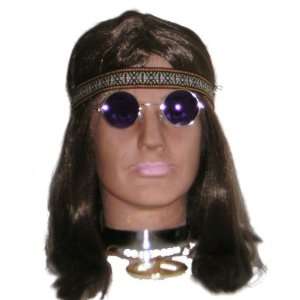  Hippy Wig Fancy Dress Headband Medallion Glasses No.2 