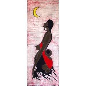    Chinese Art Batik Tapestry Moon Girl Wall Hanging 