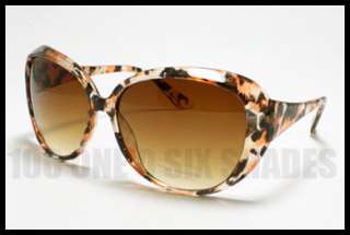 Oversized Round Cat Eye Sunglasses for Women Retro Fashion CLEAR Zebra 