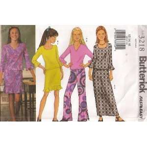  BUTTERICK PATTERN 3218 GIRLS TOP, SKIRT AND PANTS SIZE 7 