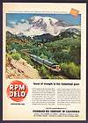   Road Freight Train Mt. Rainier art RPM DELO Oil promo print ad
