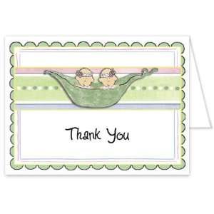  3D 2 Peas In a Pod Girls Baby Thank You Cards   Set of 20 