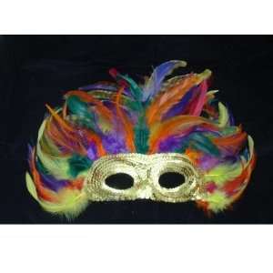  Pams Eyemask: 3D Gold Sequin W/Feathers: Toys & Games