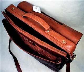   BRIEFCASE 15 LAPTOP BAG soft PREMIUM REAL LEATHER brown VISCONTI BNWT