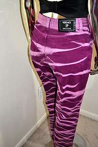   AUTHENTIC 80S VERSACE ITALY PLUM/PINK TIE DYE HIGH WAIST JEANS 31