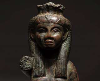 very large, beautiful and elegant ancient Egyptian bronze statue of 