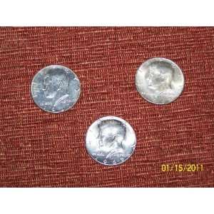 1967,1968,1969 Half Kennedy Dollar 40% Silver   3 COINS Shiny   from 