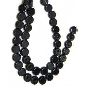  Bead Collection 40241 Glass Jet Lentil Round Beads, 9 Inch 