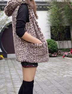 Korean Women Sleeveless Luxury Leopard Jacket Coat 0563  