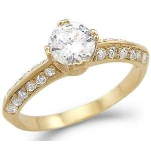 Size  13   Solid 14k Yellow Gold Solitaire CZ Cubic Zirconia Wedding 