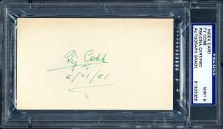 Ty Cobb Signed Index Card Tigers Graded PSA/DNA 9  