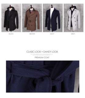 New Men`s winter cashmere Double Gray Coat 069  