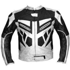    MOTORCYCLE SPEED RACING ARMOR LEATHER JACKET 40 White: Automotive
