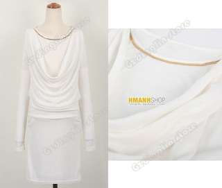 Womens Lady Long Sleeve Cotton Casual Mini Dress #094  