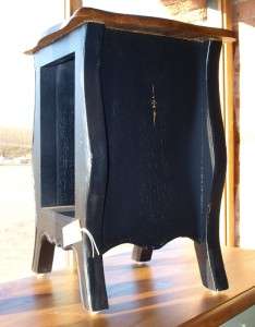 French Style Distressed Black Bedside / Lamp Table  