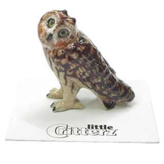 Little Critterz Short eared Owl Bird Miniature Porcelain Figurine 