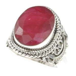  925 Sterling Silver Created RUBY Ring, Size 6.25, 8.47g Jewelry
