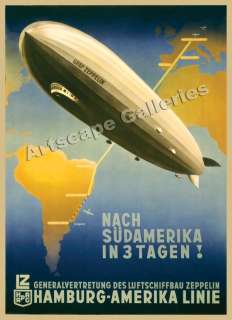 1937 Graf Zeppelin Vintage Style Travel Poster 24x32  