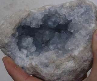 4LB Natural Baby Blue Celestite Quartz Crystal Cluster Geode Original 